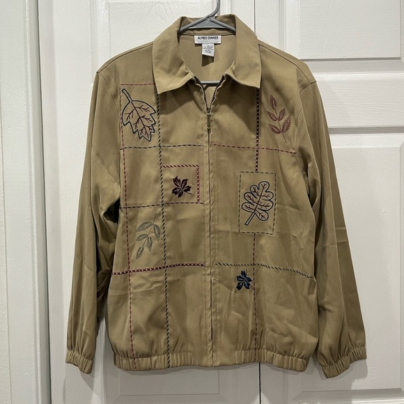 Vintage Alfred Dunner tan embroidered leaf fall jacket - Picture 1 of 6